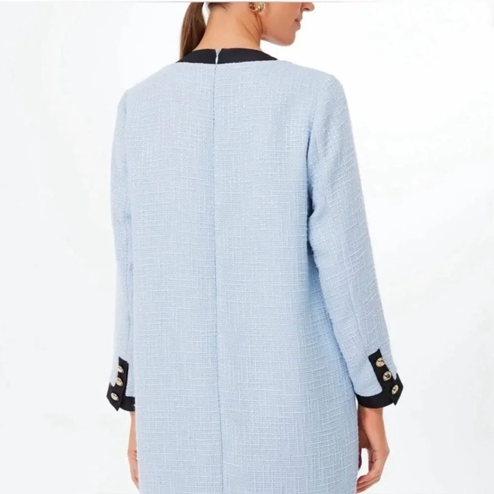 Pomander Place Light Blue Coco Tweed Bow Dress Size XL NWOT